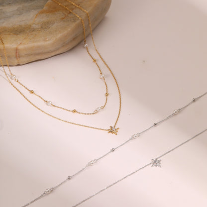 Double-Layer Star Necklace | Gold Plated