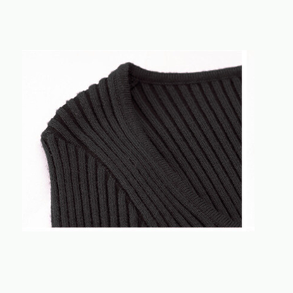Square Neck Long Sleeve Knit Midi Dress