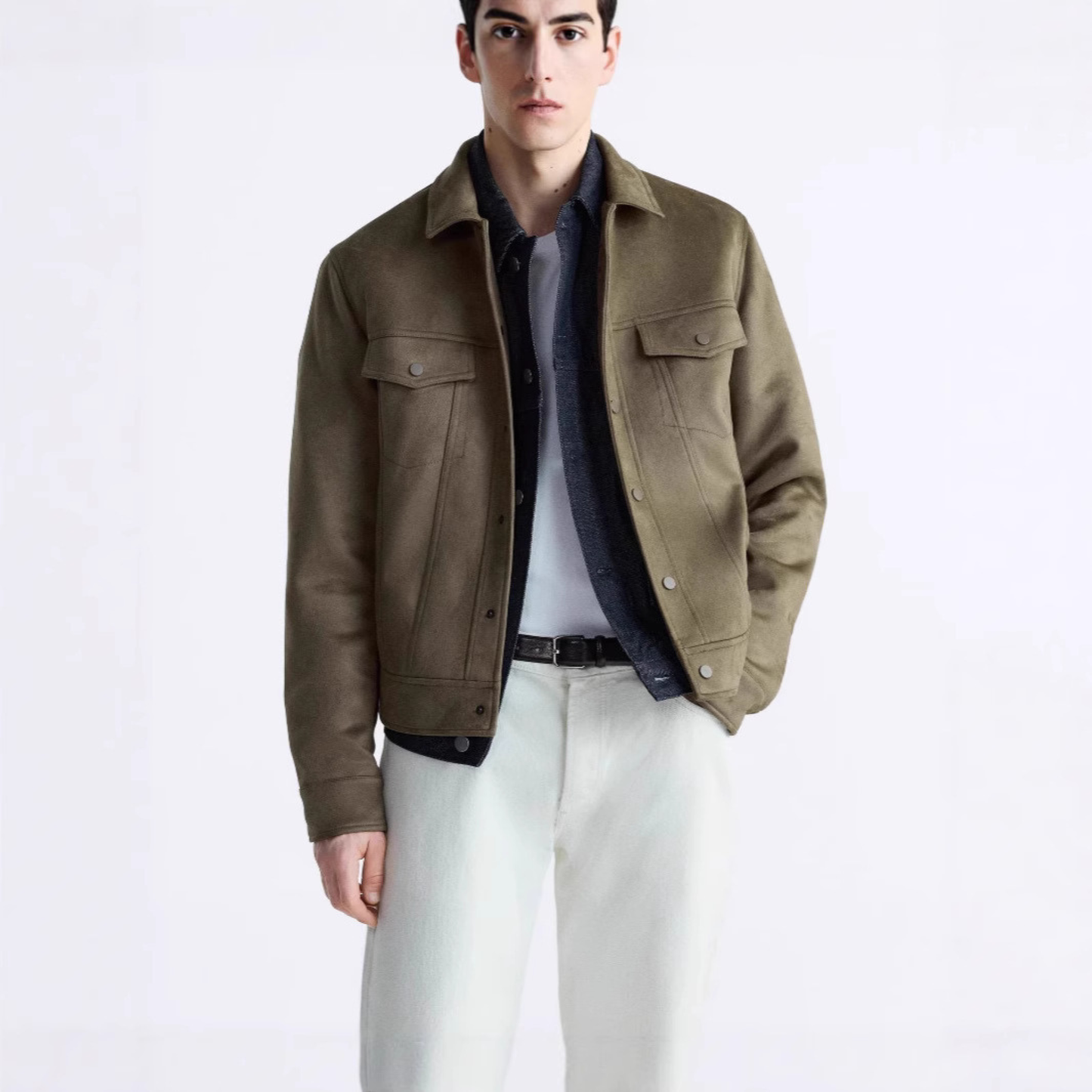 Slim Fit | Minimal Suede Trucker Jacket
