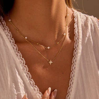 Double-Layer Star Necklace | Gold Plated