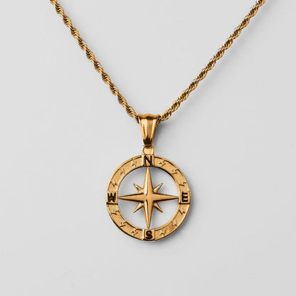 Compass Pendant Necklace | Stainless Steel Edition