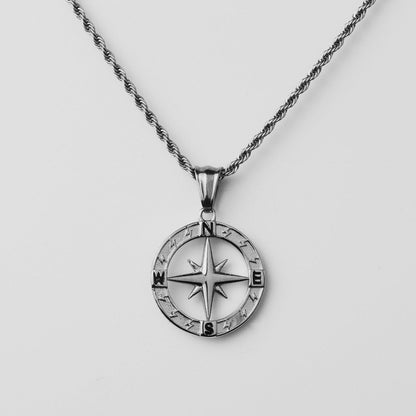 Compass Pendant Necklace | Stainless Steel Edition