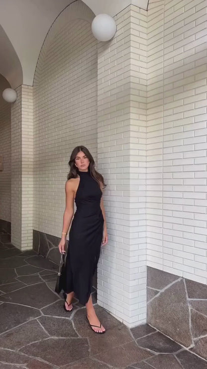 Halter Backless Split Maxi Dress | Evening Edition