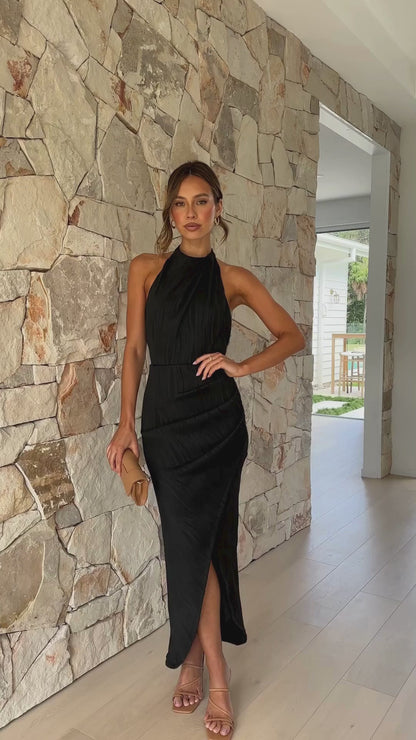 Halter Backless Split Maxi Dress | Evening Edition